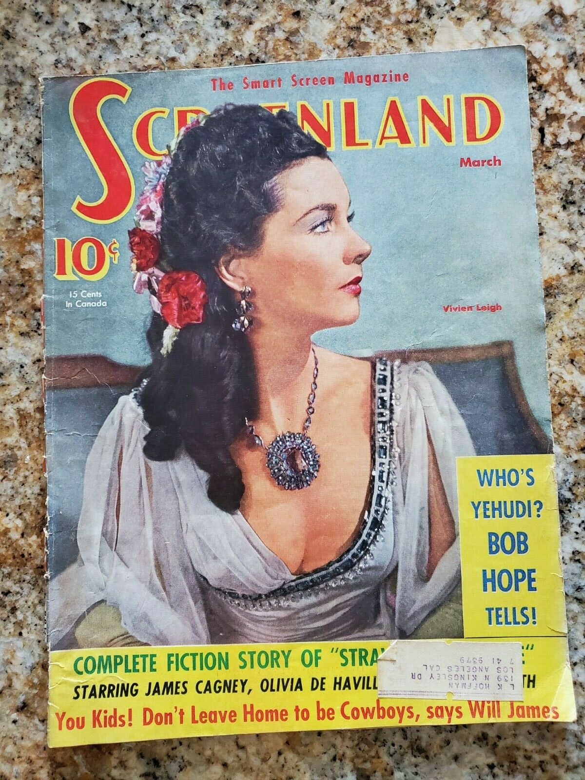 Vintage March 1941 Screenland Magazine Vivian Leigh Cover